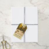 Snowy Winter Path met Pine Trees Kerstmis Cadeaulabel (Met Touw)
