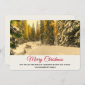 Snowy Winter Path met Pine Trees Kerstmis Feestdagenkaart (Voorkant / Achterkant)