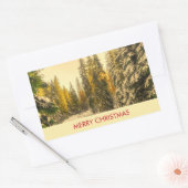 Snowy Winter Path met Pine Trees Kerstmis Rechthoekige Sticker (Envelop)