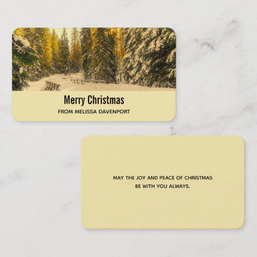 Snowy Winter Path met Pine Trees Kerstmis Visitekaartje (Voorkant / Achterkant)