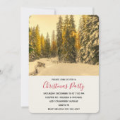 Snowy Winter Path met Pine Trees Kerstparty Kaart (Voorkant)