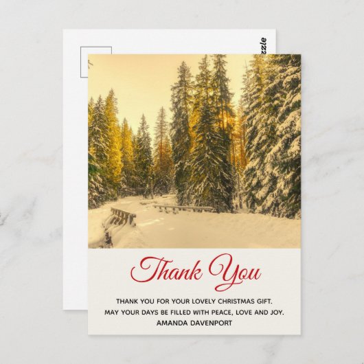 Snowy Winter Path with Pine Trees Dank u Briefkaart (Voorkant / Achterkant)