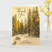 Snowy Winter Path with Pine Trees Dank u Kaart (Gele Bloem)