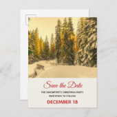 Snowy Winter Path with Pine Trees Save the Date Uitnodiging Briefkaart (Voorkant / Achterkant)