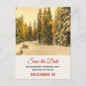Snowy Winter Path with Pine Trees Save the Date Uitnodiging Briefkaart (Voorkant)