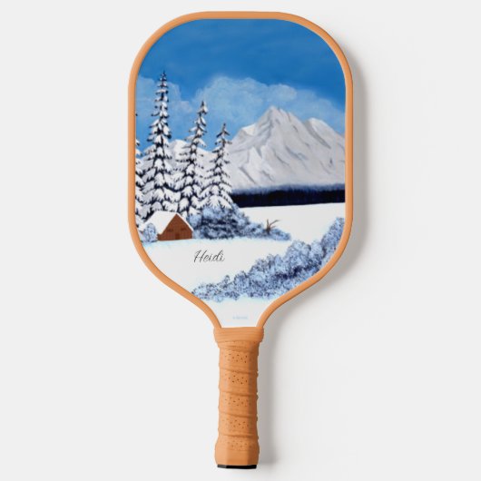 Snowy Winter Pickleball Paddle (Achterkant)