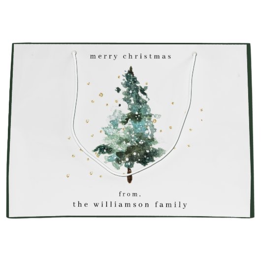 Snowy Winter Pine Tree kerstcadeau Groot Cadeauzakje (Voorkant)