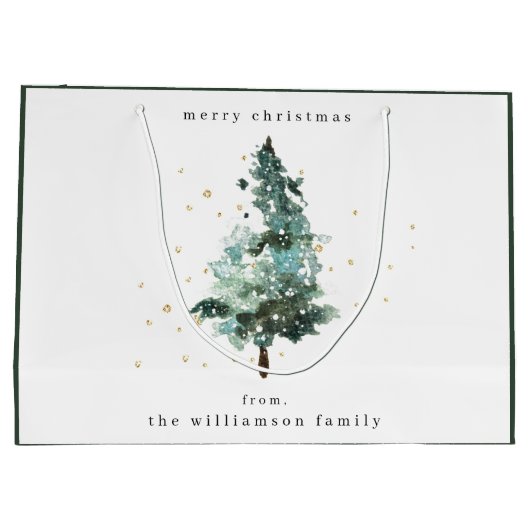 Snowy Winter Pine Tree kerstcadeau Groot Cadeauzakje (Achterkant)