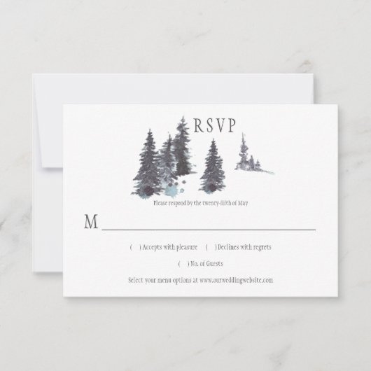 Snowy Winter Pine Trees Snow | RSVP Kaartje (Voorkant)