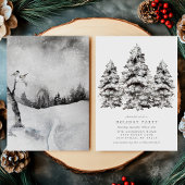 Snowy Winter Pines Holiday Party Kaart
