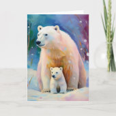 Snowy Winter Polar Bears Modern Art Kaart (Voorkant)