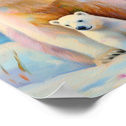 Snowy Winter Polar Bears Modern Art Poster (Hoek)