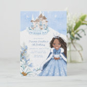 Snowy Winter Princess Tea Party Invitation Kaart (Staand voorkant)