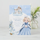 Snowy Winter Princess Tea Party Invitation Kaart (Staand voorkant)