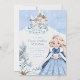 Snowy Winter Princess Tea Party Invitation Kaart