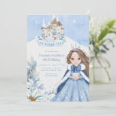 Snowy Winter Princess Tea Party Invitation Kaart (Staand voorkant)