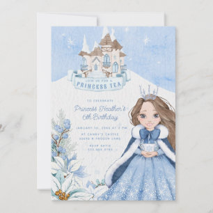 Snowy Winter Princess Tea Party Invitation Kaart
