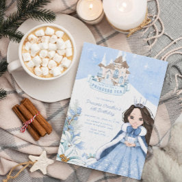 Snowy Winter Princess Tea Party Invitation Kaart