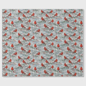 Snowy Winter Red Cardinal Bird Pattern Cadeaupapier (Vlak)