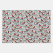 Snowy Winter Red Cardinal Bird Pattern Inpakpapier Vel (Voorkant 3)
