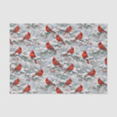 Snowy Winter Red Cardinal Bird Pattern Tissuepapier (Voorkant)