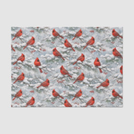 Snowy Winter Red Cardinal Bird Pattern Tissuepapier