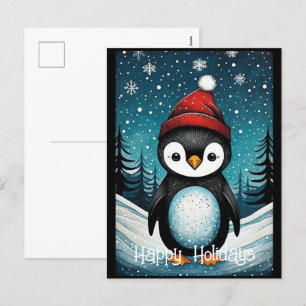 Snowy Winter Santa Penguin Kerst Feestdagen