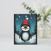 Snowy Winter Santa Penguin Kerst Feestdagen (Staand voorkant)