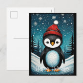 Snowy Winter Santa Penguin Kerst Feestdagen (Voorkant / Achterkant)