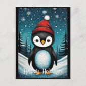 Snowy Winter Santa Penguin Kerst Feestdagen (Voorkant)
