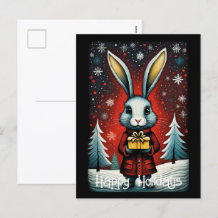 Snowy Winter Santa Rabbit Kerst Feestdagen