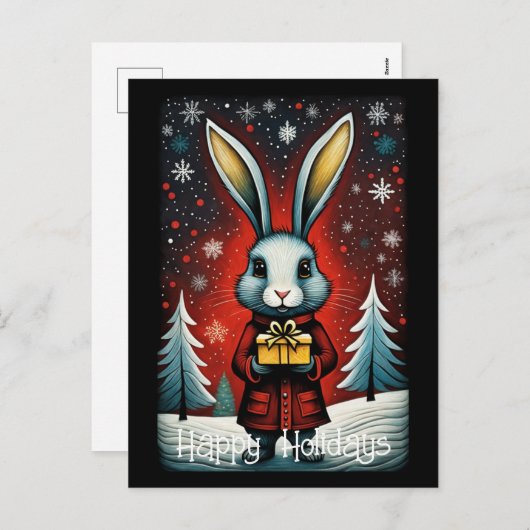 Snowy Winter Santa Rabbit Kerst Feestdagen (Voorkant / Achterkant)