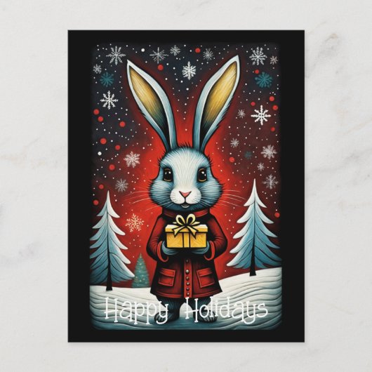 Snowy Winter Santa Rabbit Kerst Feestdagen (Voorkant)