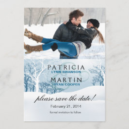 Snowy Winter Save the Date Foto - ijsblauw