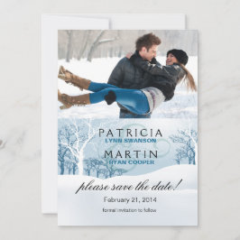 Snowy Winter Save the Date Foto - ijsblauw