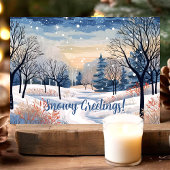 Snowy Winter Scene Feestdagen Kaart
