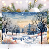 Snowy Winter Scene Feestdagen Kaart