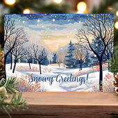Snowy Winter Scene Feestdagen Kaart