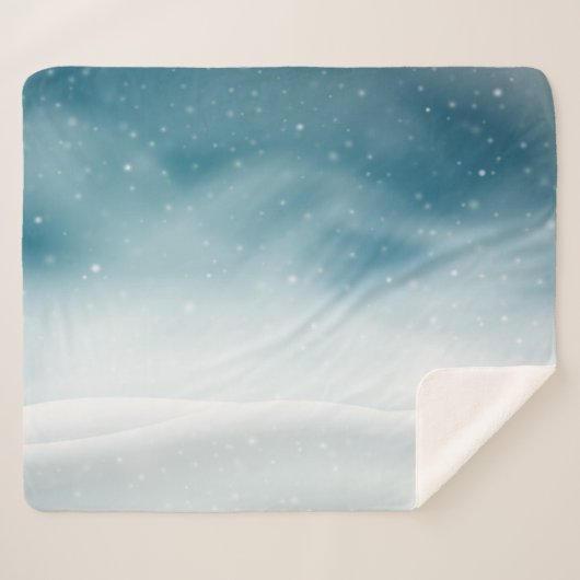 Snowy Winter Scene – Gezellige Scandinavische stij Sherpa Deken (Voorkant (horizontaal))