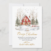 Snowy Winter Scene Gold Script Niet Foto Kerstmis Feestdagenkaart (Voorkant)