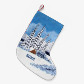 Snowy Winter Scene Kleine Kerstsok (Voorkant (Hangend))