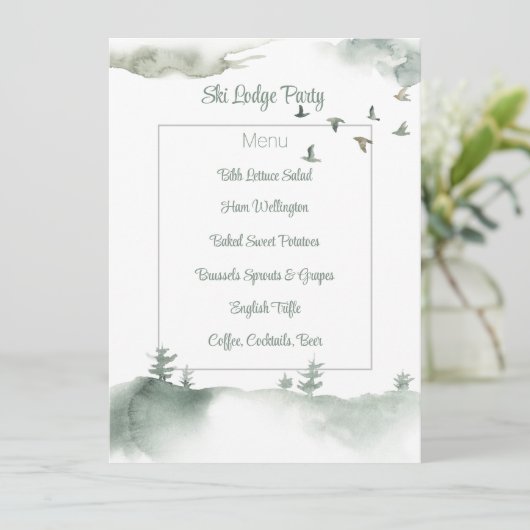 Snowy Winter Scene Menu Kaart (Staand voorkant)