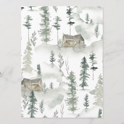 Snowy Winter Scene Menu Kaart (Achterkant)