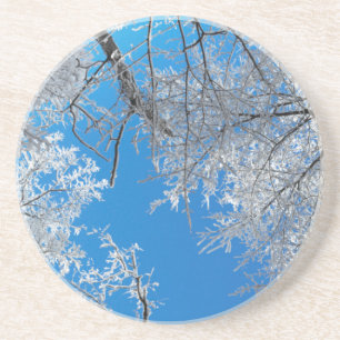 Snowy Winter Scene Zandsteen Onderzetter