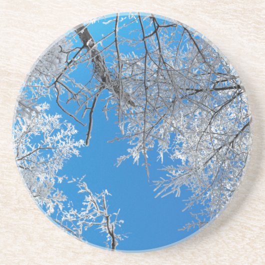 Snowy Winter Scene Zandsteen Onderzetter (Voorkant)