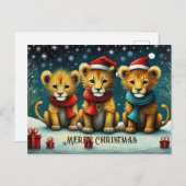 Snowy Winter Schattige Santa Baby Leeuwen Kerst Briefkaart (Voorkant / Achterkant)