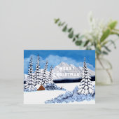 Snowy Winter Silver Foil Christmas Briefkaart (Staand Voorkant)