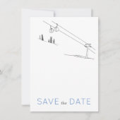 Snowy Winter Ski Pas getrouwd Paar Zwart Wit Save The Date (Voorkant)