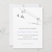 Snowy Winter Ski Pas getrouwd Paar Zwart-Wit Save The Date (Achterkant)