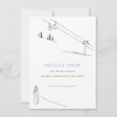 Snowy Winter Ski Resort Paar Zwart-Wit Save The Date (Achterkant)